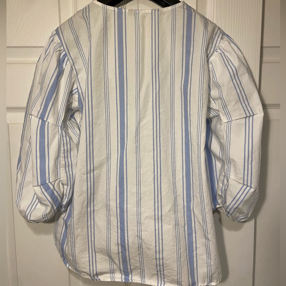 Zara Blue and White Striped Blouse - Picture 6 of 6